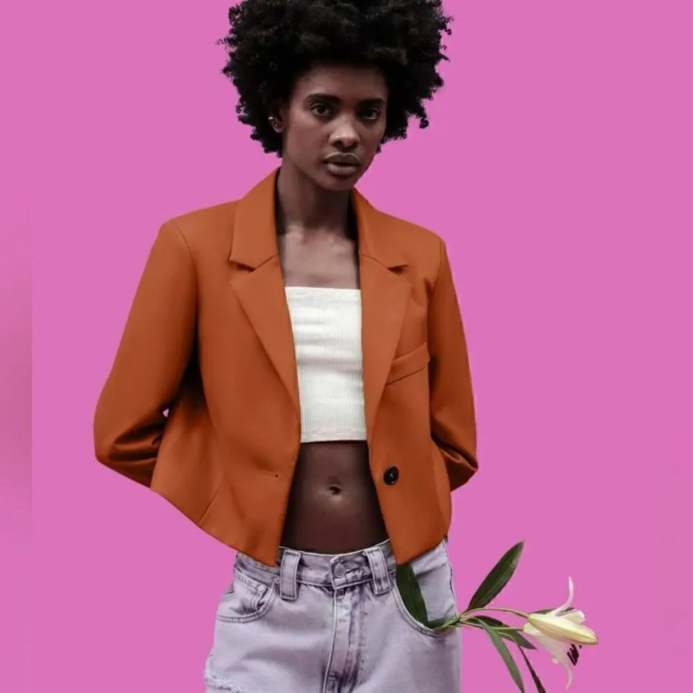 Avec Les Filles Cropped Blazer Preppy Tailored Moto Neutral Layer Moody Chic XS